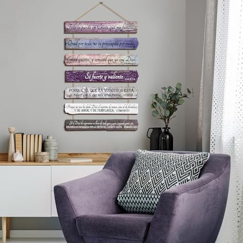 Yookeer 7 Tier Christian Wall Art Bible Verses Purple Spanish Style - color: Purple, style: Spanish Style