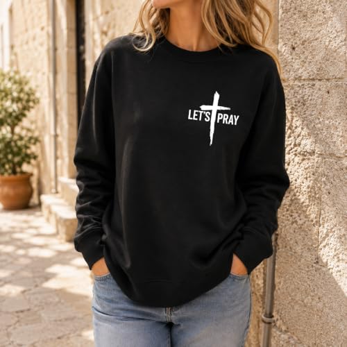 Christian Sweatshirts For Women Need Prayer Tap My Shoulder Hoodie Sweater - color: Black, size: Small