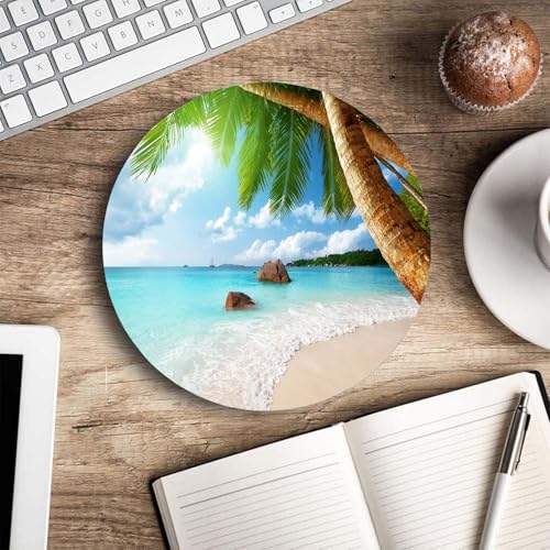 Tropical Palm Tree Round Mouse Pad,Non-Slip Rubber Base Wireless Gaming MousePads for Computers Laptop Office,Cute Mouse Pads with Designs for Women Men 7.9×7.9×0.12 inches - color: Tropical Palm Tree