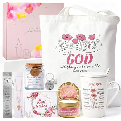 Christian Gifts For Women, 9Pcs Inspirational Religious Birthday Gift Set - color: White-Christian