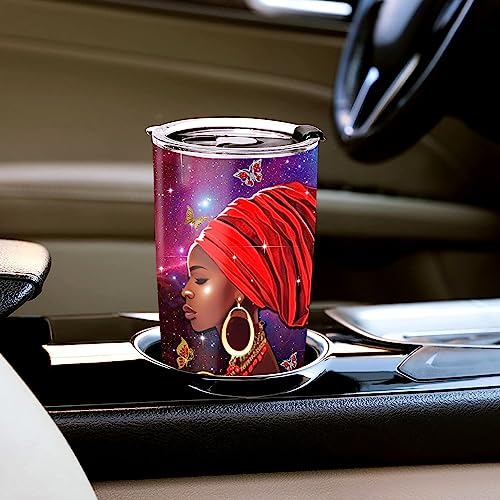 WAZONE Tumbler Personalized Birthday Months Woman Black Women African American Girls Stainless Steel Travel Mug Insulated Cup With Name Butterfly Flower May June August July March Queen - color: Black Women