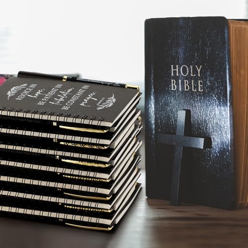 Kosiz 100 Pcs/ 50 Set Christian Gift Bulk Spiral Notebook and Pen, Black - color: Black
