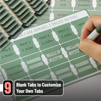 Mr. Pen- Laminated Bible Tabs, 75 pcs, Easy-to-Read & Apply - color: Forest Green