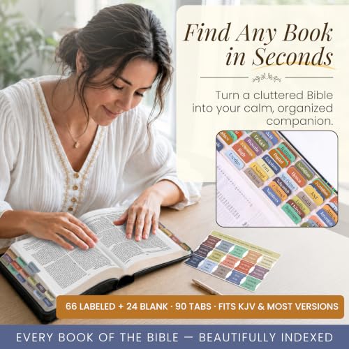 90 Christian Bible Tabs for Women, Men, Kids - Bohemian Version - color: Boho Multicolor