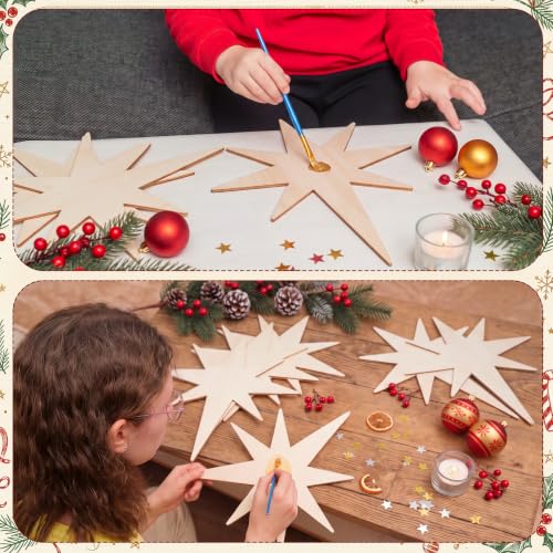 24 Pcs 12" Bethlehem Star Wooden Cutout Christmas Large Unfinished Craft - style: Bethlehem Star