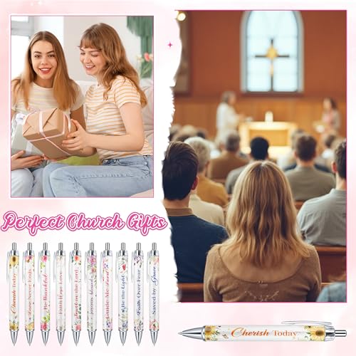 THAWAY 50 Pcs Christian Gifts for Women - Bible Pens Religious Gifts Bulk, Black Ink Inspirational Pens Smooth Writing Scripture Pen Ballpoint for Coworker Journaling School Office Church Supplies - style: Christian