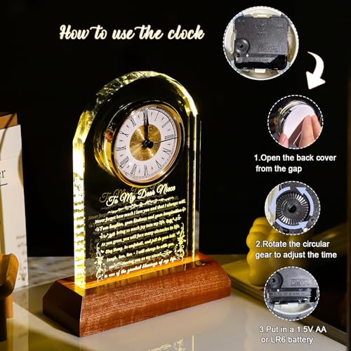 Arikyrist Glass Clock Niece Gifts from Auntie Uncle on Graduation Birthday - color: Niece