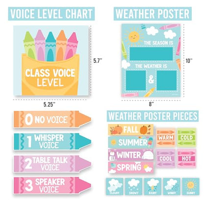 Classroom Calendar Set Bulletin Board Decorations, 98pc School Calendar Set - color: Crayon