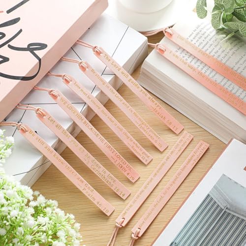 Skyygemm 10 Pcs Christian Bookmarks Christmas Gift for Women, Pink - color: Pink
