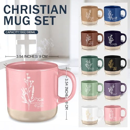 Didaey 10 Pcs Christian Gifts Bulk for Women, Religious Bible Verse Mugs - color: Bright Color