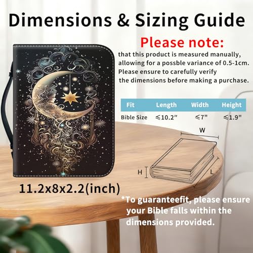 Bible Cover for Women Large PU Leather Zippered Bible Case with Handle and Beautiful Girl Moon Design, Christian Bible Cover for Girls & Women, Cover Fits Standard 9.5"x7.5"x2.3" Bible - color: Beautiful Girl Moon