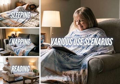 Huglanket Christian Gifts Blanket for Women, 300gsm Flannel Religious Prayer Comfort Blanket, Inspirational Faith Gifts for Mom Grandma Wife 50" x 65"