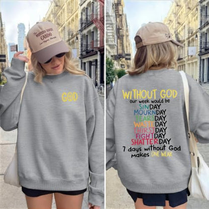 Christian Sweatshirts for Women God Jesus Sweatshirt Faith Bible Verse Crewneck Religious Inspirational Pullover Top - color: Light Gray, size: Large