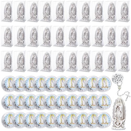 Our Lady of Guadalupe Statues with Scented Rosary Necklace,White,60 Pcs - color: White