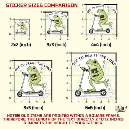 (3Pcs-3") Off to Praise The Lord Stickers, Funny Frog Meme Christian Faith Religious Bible Verse Waterproof Die-Cut Vinyl Sticker for Kindle, Laptop, Water Bottles, Phone Decal Gifts 3 Inches - size: 3x3"