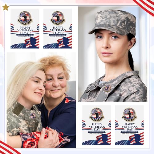 Quelay 30 Sets US Female Soldier Veteran Pins Bulk with Cards Women Veterans Day Lapel Pin Badge Brooch Patriotic American Flag Military Pins Thank You Veteran Gifts Army Gifts for Women - style: Us Female Soldier