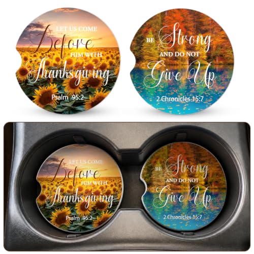 Bible Verse Car Coasters for Cup Holders 2 Pack Cup Holder Coasters - color: Scripture