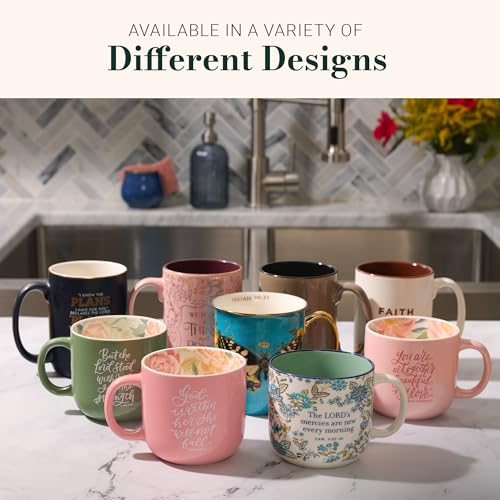 Christian Art Gifts Ceramic Coffee Mug: Psalm 46:5 Bible Verse - color: God is Within Her/Pink Floral, size: 14 Ounces