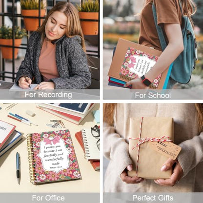 I Praise You Because I am Fearfully and Wonderfully Made Spiral Notebook, Coquette Floral Christian Notebook for Women Girls, Pink Bow School Supplies, Preppy Bible Gifts for Coquette Bow Lover - style: I Praise