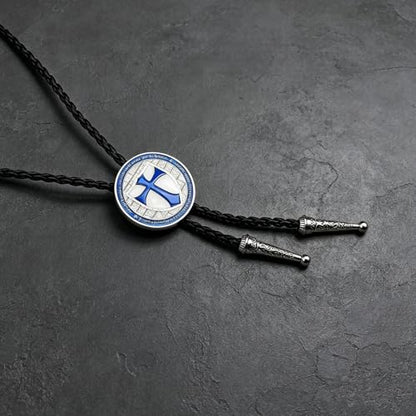 Fashionable Cross Bolo Tie Multi-Color Cross Shield Necktie - color: Blue