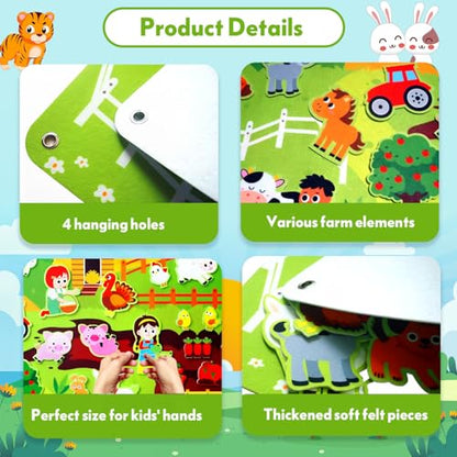 Felt Busy Board for Kids 3-5, Farm Animals Story Set for Children Play