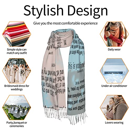 Prayer Healing Inspirational Scripture Bible Verse Religious Scarf Pashmina Shawls Wraps Dress Wedding Bridal Scarves