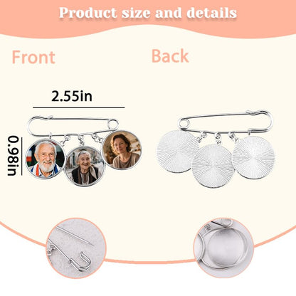 Wedding Double Picture Frame Brooch for Bride Grooms Boutonniece Pin for Wedding Bouquet - color: Color T