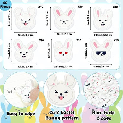 Easter Bunny Mini Erasers for Kids - 60Pcs Spring Gifts Easter Rabbit Pencil Erasers Cute Rabbit Ears Face 3D Puzzle Desk Pet Stationery for Classroom Reward Basket Stuffers Birthday Party - style: Easter Bunny