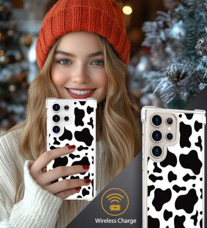 for Samsung Galaxy S25 Ultra Case - Black Cow Print - color: Black Cow Print, size: Galaxy S25 Ultra