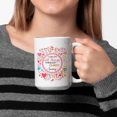 Unique Pattern Mug For Christian, Christian Motivational Coffee Cup 11Oz 15Oz, Personalized Name Ceramic Mug With Bible Verse, Customized Christian White Cup, Religious Gift For Women - color: XUA-624-2304-Pattern For Christian