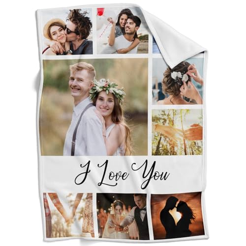 inkArts Custom Blanket with Photo, Personalized Blanket, Customized Photo Blankets, Customizable Picture Blankets, Personalized Anniversary Photo Gifts for Women Men Her Him Girlfriend Boyfriend - color: 9 Photos