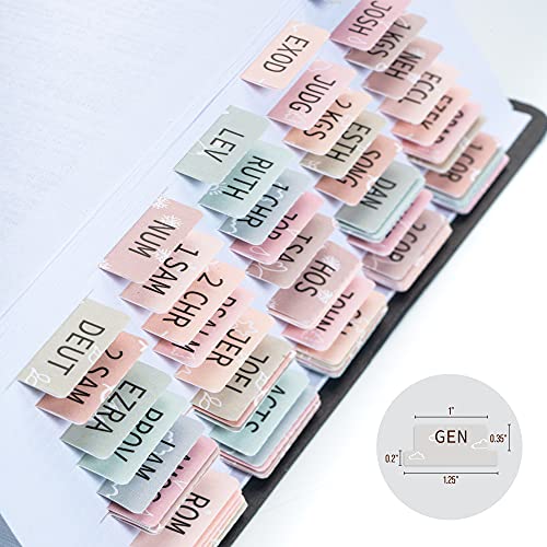 DiverseBee Laminated Bible Tabs (Large Print, Easy to Apply), Bible Tabs Old and New Testament, Bible Study Journaling Supplies, Bible Accessories, Bible Index Tabs, 72 Bible Book Tabs (Petal) Medium - color: Petal