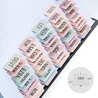 DiverseBee Laminated Bible Tabs (Large Print, Easy to Apply), Bible Tabs Old and New Testament, Bible Study Journaling Supplies, Bible Accessories, Bible Index Tabs, 72 Bible Book Tabs (Petal) Medium - color: Petal