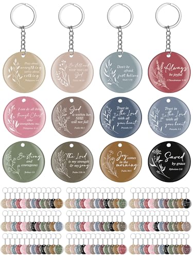 Janmercy 120 Pcs Acrylic Christian Keychain Bulk for Women - style: Netural Color