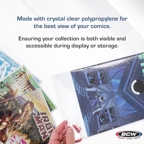 BCW Silver Age Comic Bags (500 Pack) – Acid-Free Archival Comic Book Bags for Silver Age Comics | Crystal Clear BCW Comic Book Bags for Collection Storage - size: 500 Pack