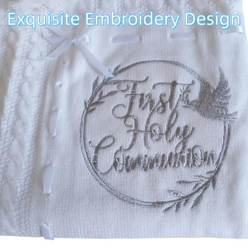 Baby Blanket White Baptism Christening Gifts for Girl Boys - color: White