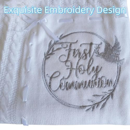 Baby Blanket White Baptism Christening Gifts for Girl Boys - color: White