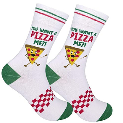 FUNATIC Socks with Funny and Profane Sayings, Sarcastic Gift for Men Women - color: You Want a Pizza Me?