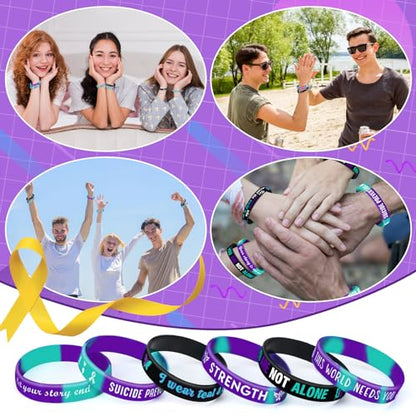 JUNEBRUSHS 42pcs Suicide Prevention Awareness Silicone Bracelets - style: Suicide Prevention Awareness Style