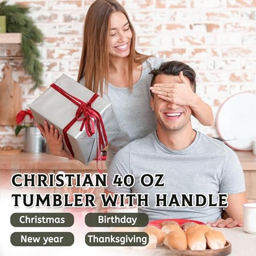 Christian Gifts for Men, Christian 40 oz Tumbler with Handle - color: Christ-Black