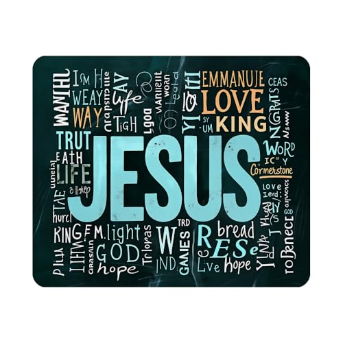 Gaming Mouse Pad Religious Christian Jesus Quotes Non-Slip Rubber Mouse Pad for Computers, Laptop, Office, Home Rectangle Personalized Mousepad 9.5 Inch x 7.9 Inch