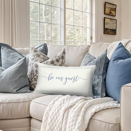 Be Our Guest Pillow Cover,Farmhouse Throw Pillow Cover 12x20 - color: White-guest