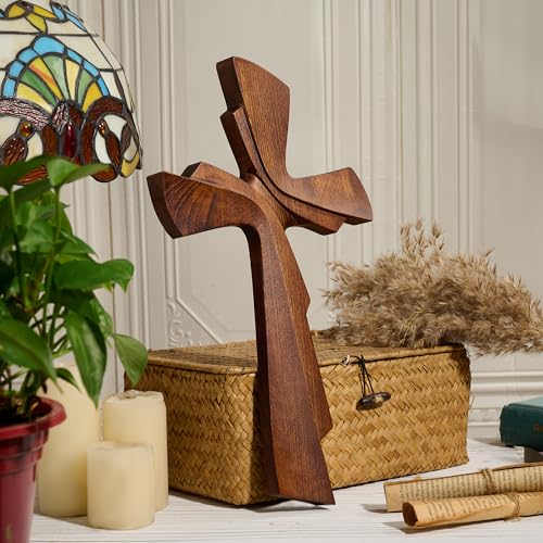 BGCarvedGrace Wooden Wall Cross Decor, 10 Inch Christian Hanging Wall Art - size: 10"L x 5.7"W