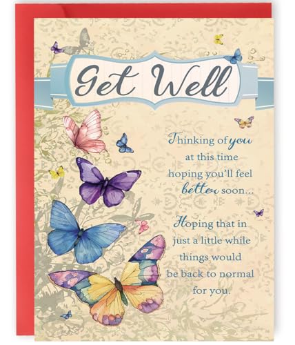 YiKaLus Butterfly Get Well Soon Card,Gentle Healing Recovery Card for Women - style: card 453