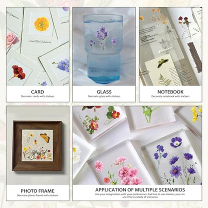 PRSTINCOL Flower Sticker Book, 40 Sheets 470pcs Floral Botanical Themed Journaling Supplies for Scrapbooking Supplies Aesthetic Junk Journal Craft DIY Craft Card Making Laptop - color: Colorful