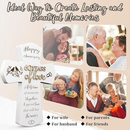 60th Anniversary Wedding Gifts for Wife Husband, Religious Cross Gifts for Women Men,60 year Romantic Anniversary Marriage Gift for Her,Him,Couple,Parents,Friends,Wedding Anniversary Decorations - style: 60 years of marriage