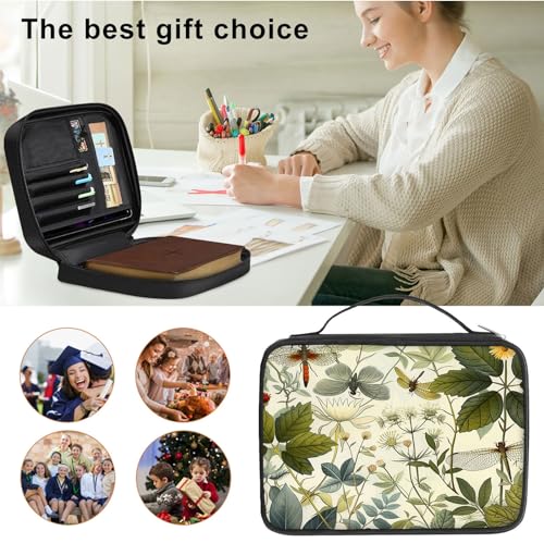 Bible Cover for Women Kids, Bible Carrying Case Church Bag Bible Protective with Zippered Back Pocket, Gift for Adults Lady Women Men, Flowers and Leaves - color: Flowers and Leaves