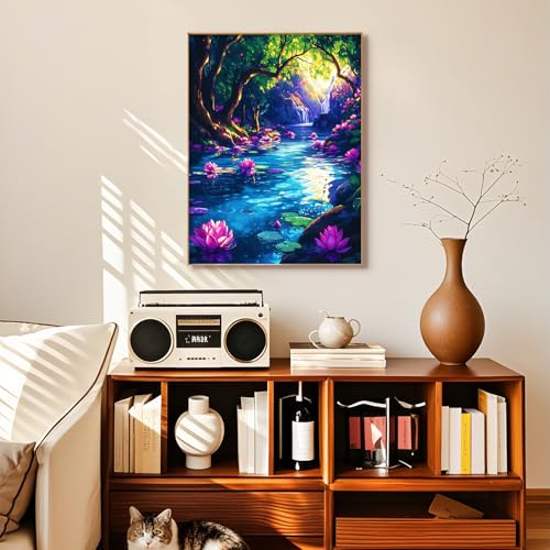 Diamond Art Kits for Adults, Lotus Pond Diamond Painting Kit, 12x16 Inch - color: CYDP1P03