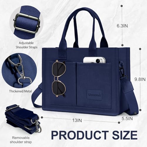 LHMTQVK Canvas Tote Bag for Women, Work & Bible Study Handbag - color: Blue