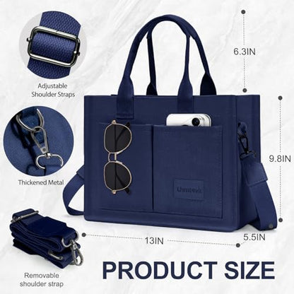 LHMTQVK Canvas Tote Bag for Women, Work & Bible Study Handbag - color: Blue